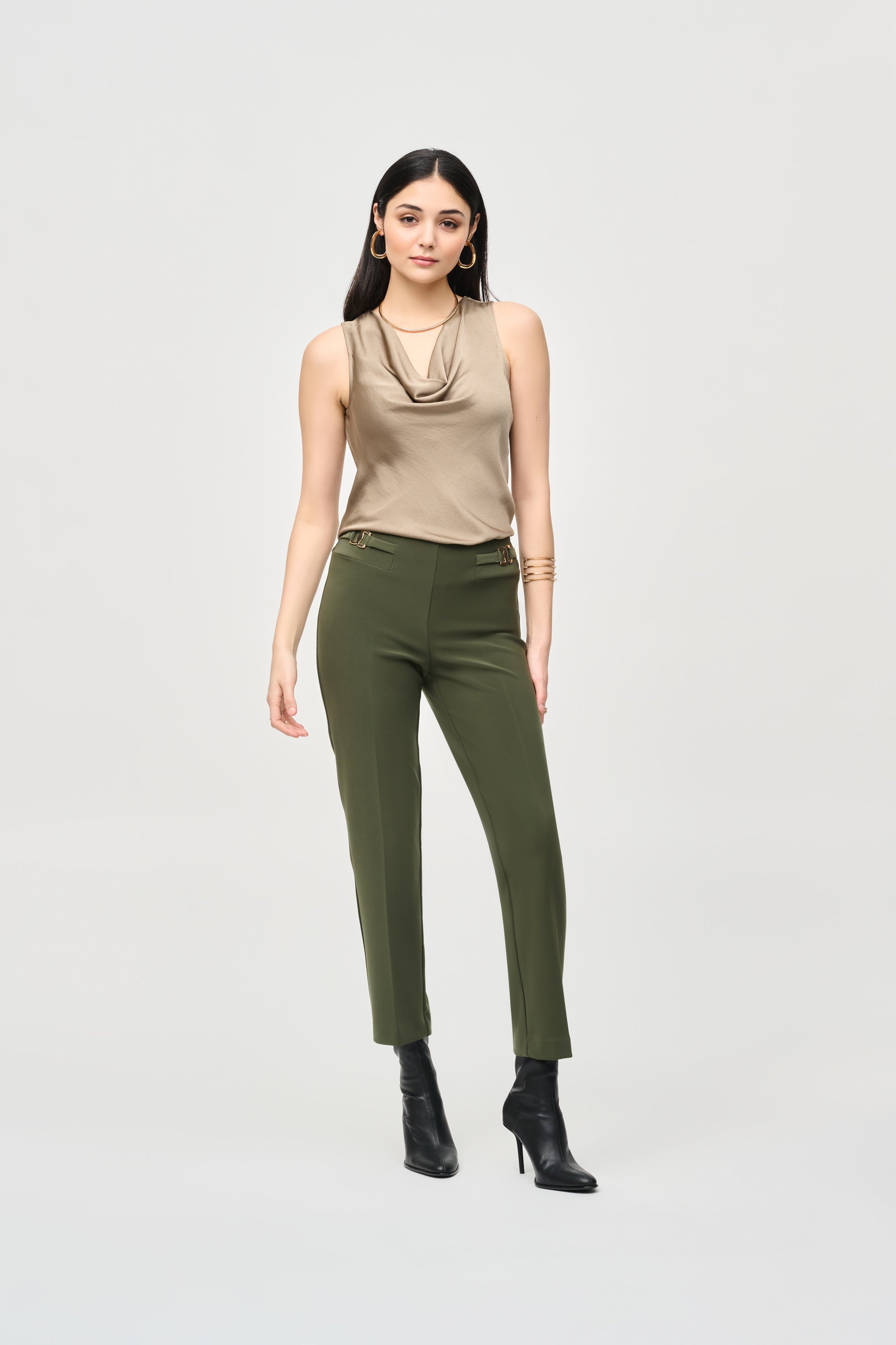 Bonded Silk Straight-Leg Pants