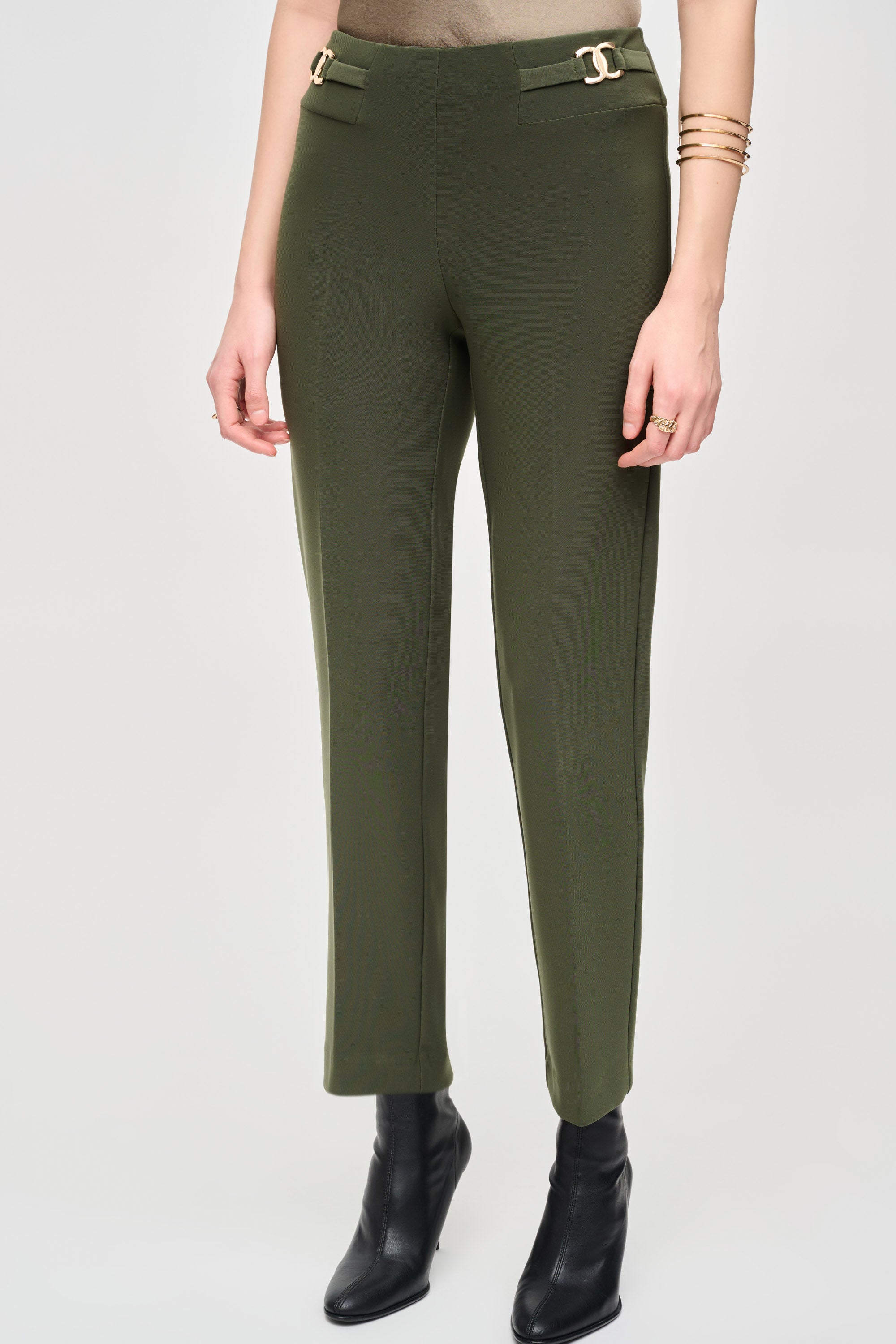 Bonded Silk Straight-Leg Pants