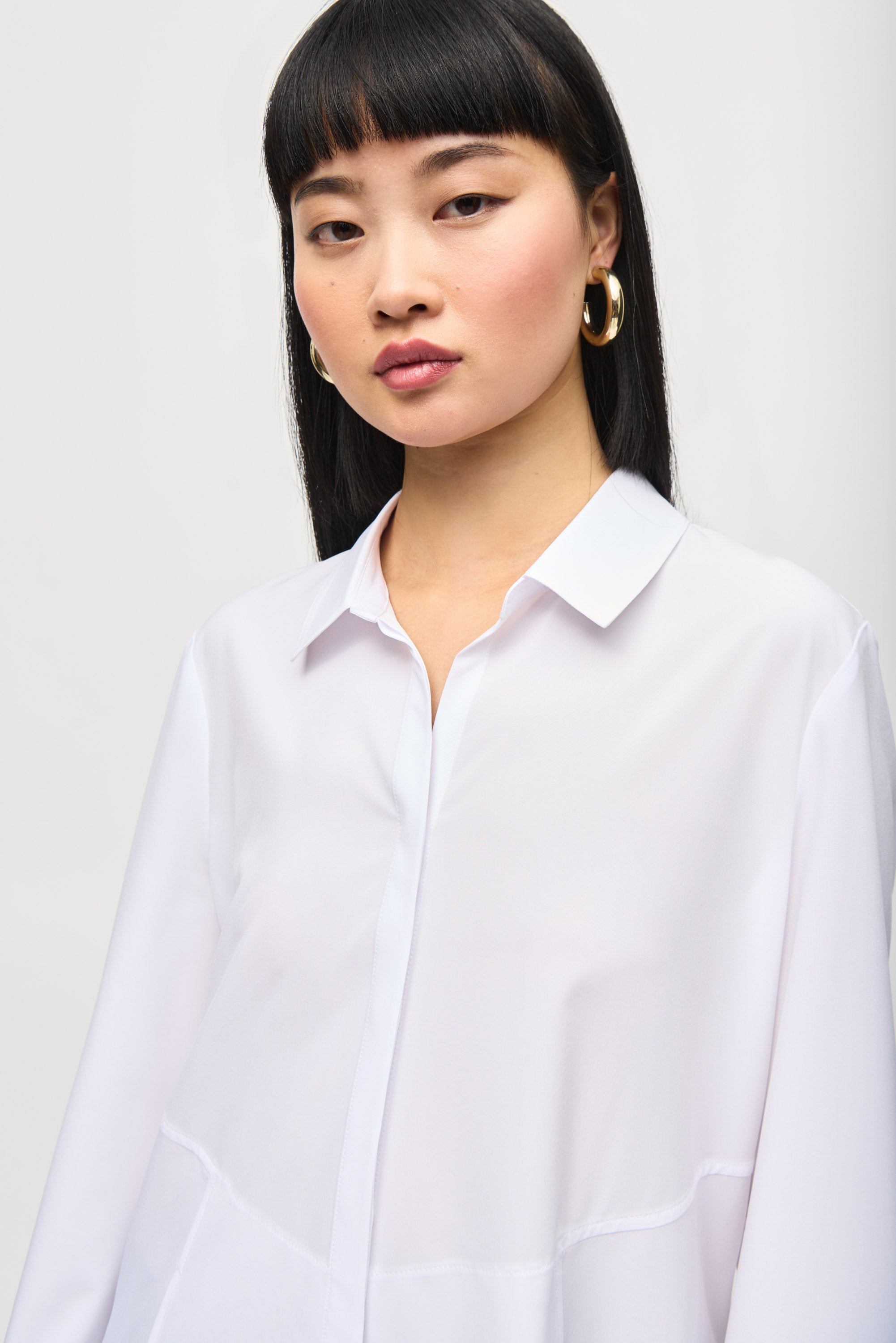 Woven Button-Down Blouse With Pockets