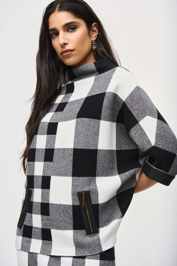 Gingham High Neck Sweater