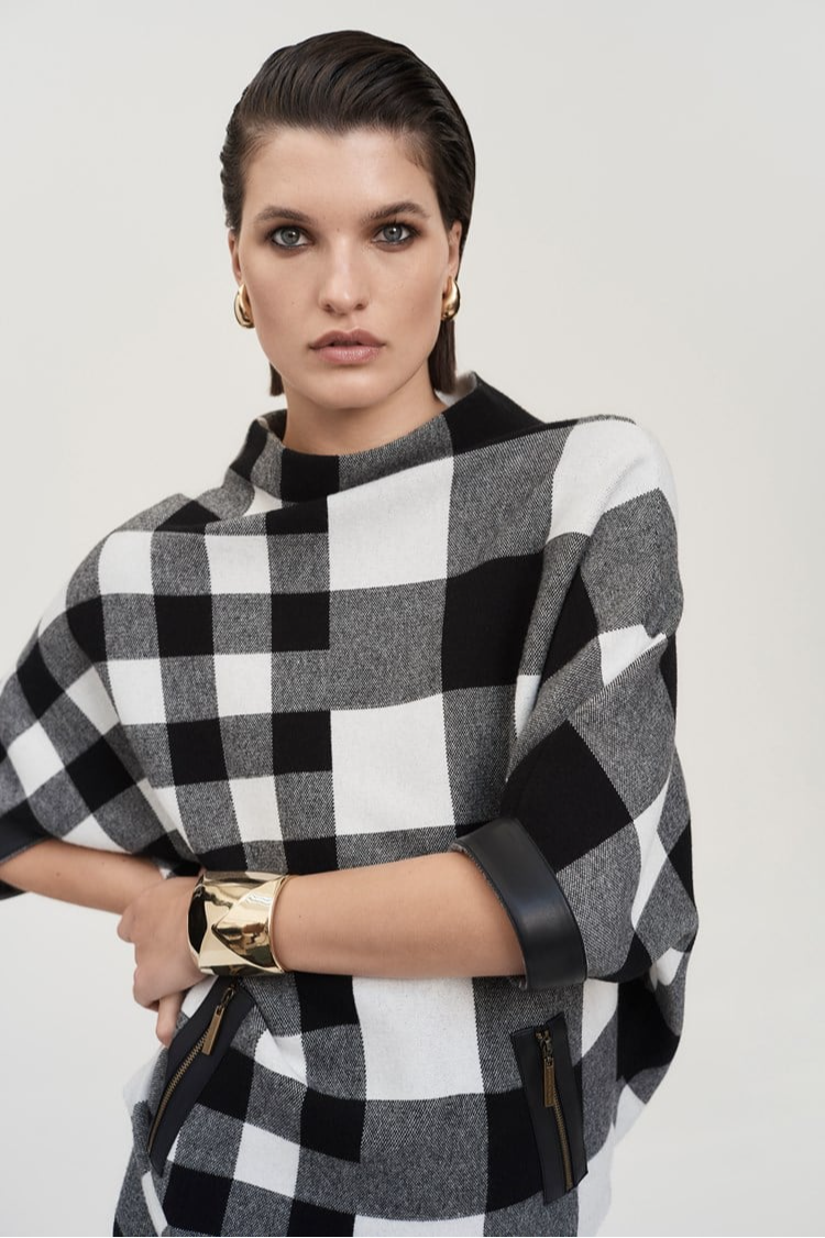 Gingham High Neck Sweater