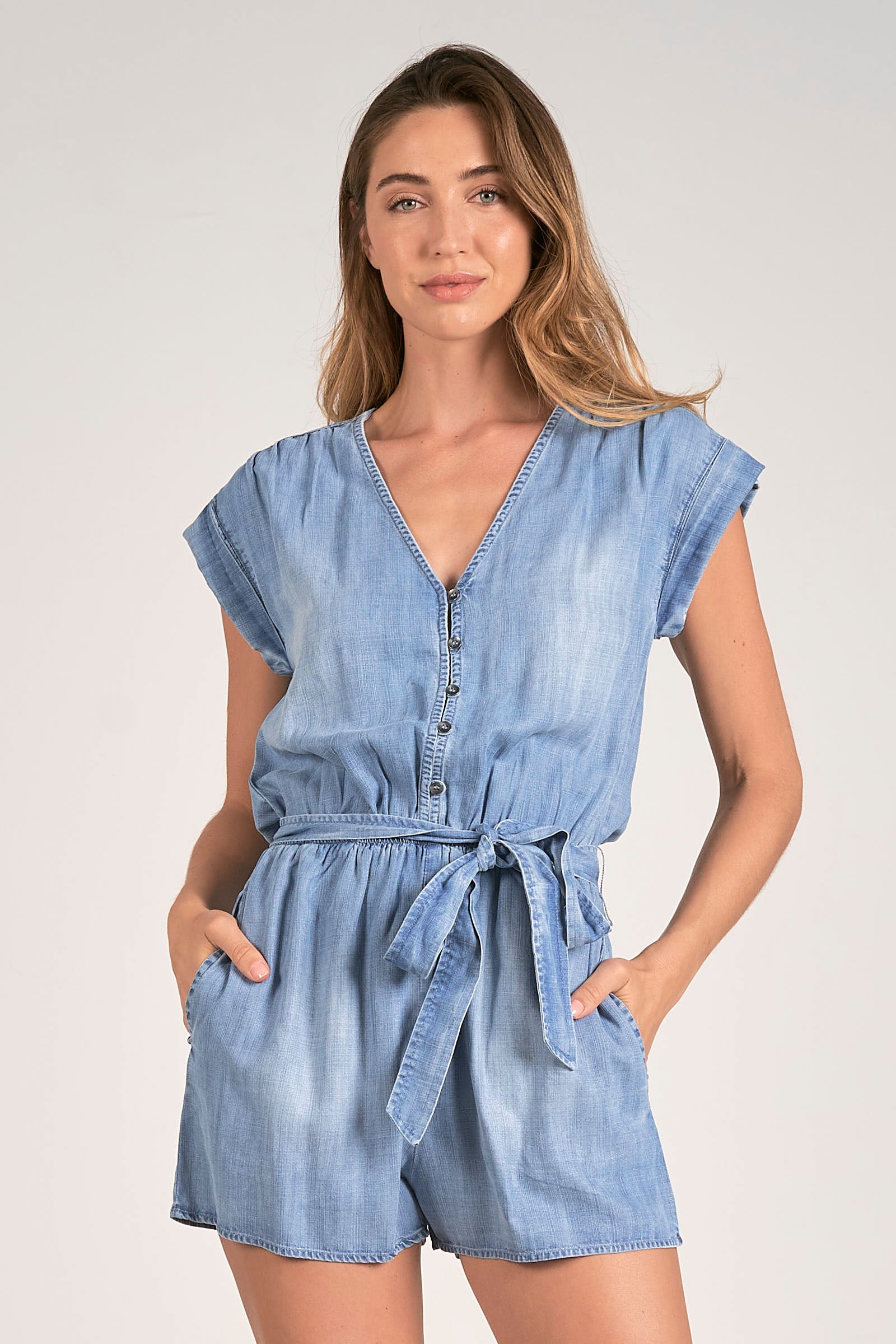 Romper Short Sleeve V Neck