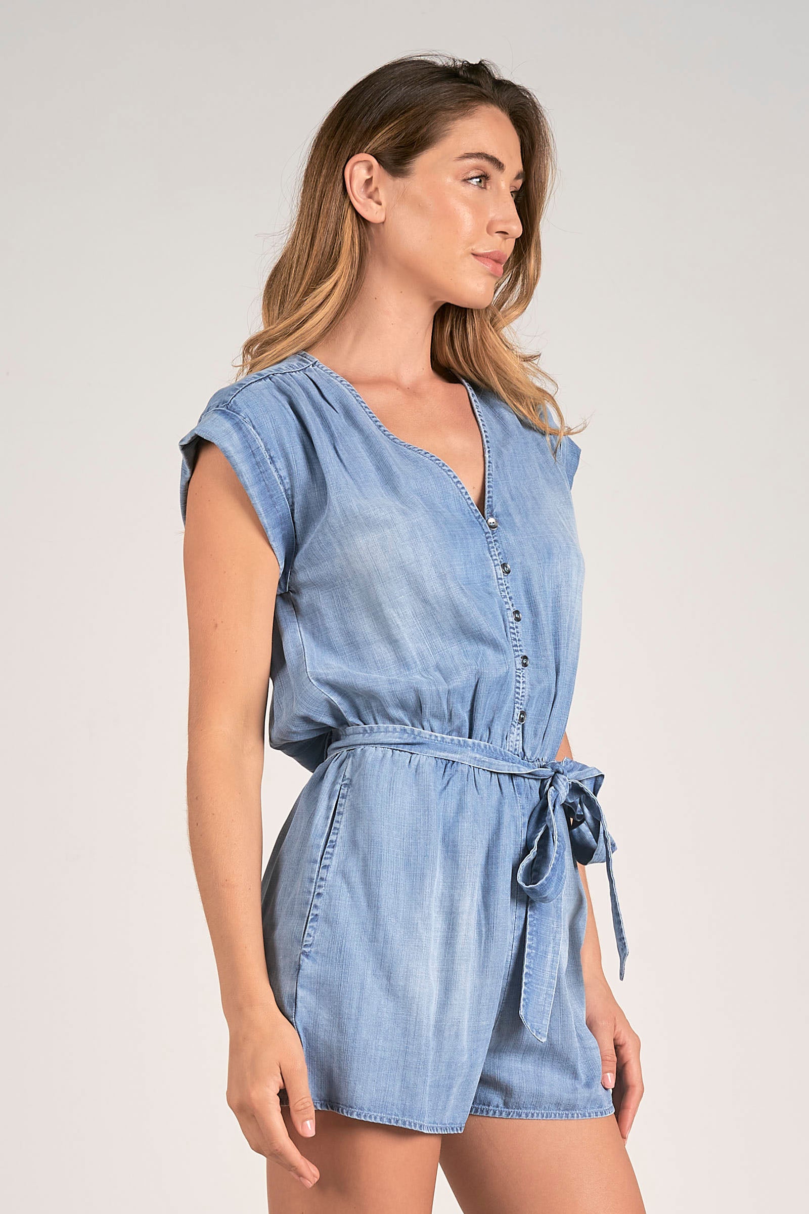 Romper Short Sleeve V Neck