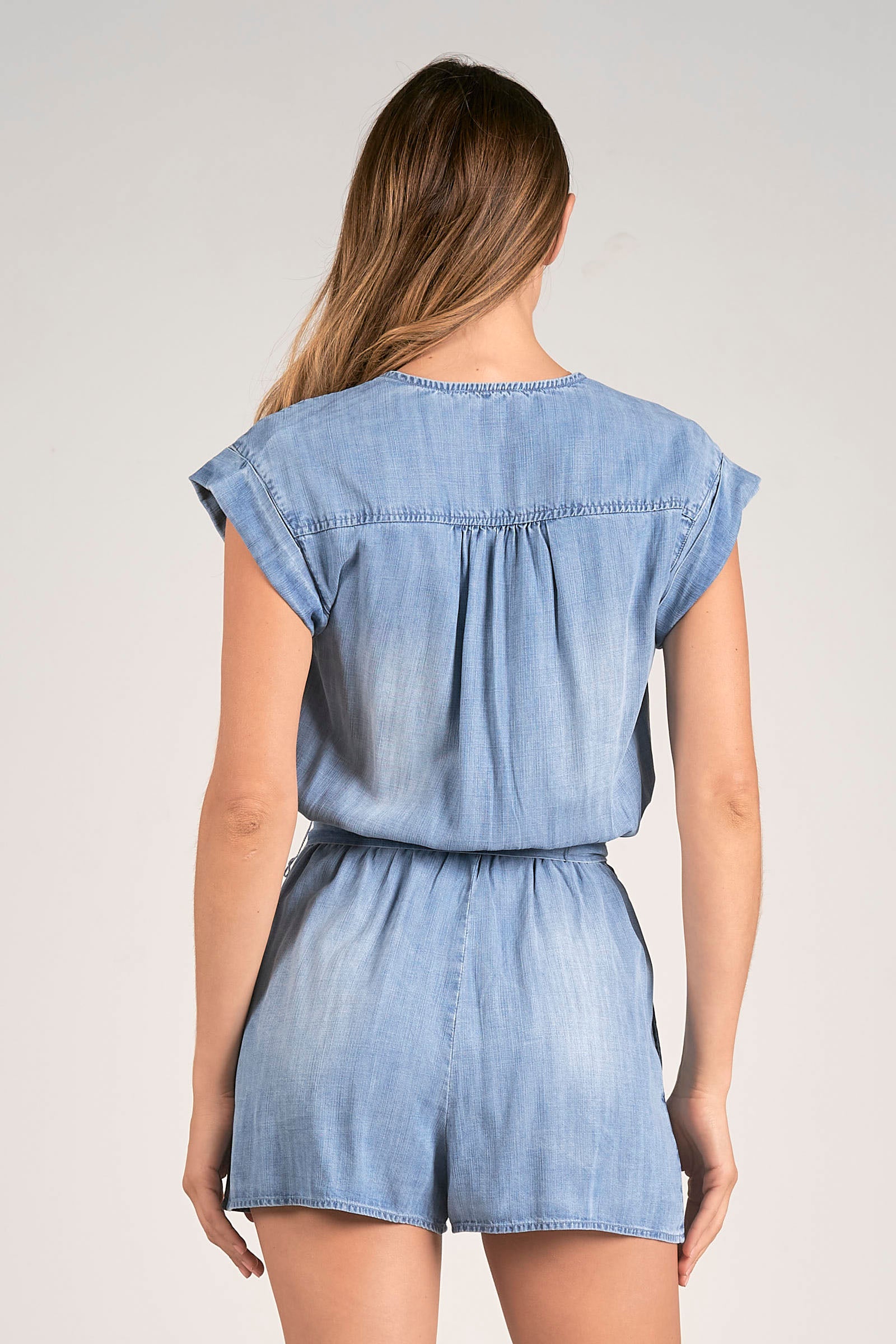 Romper Short Sleeve V Neck