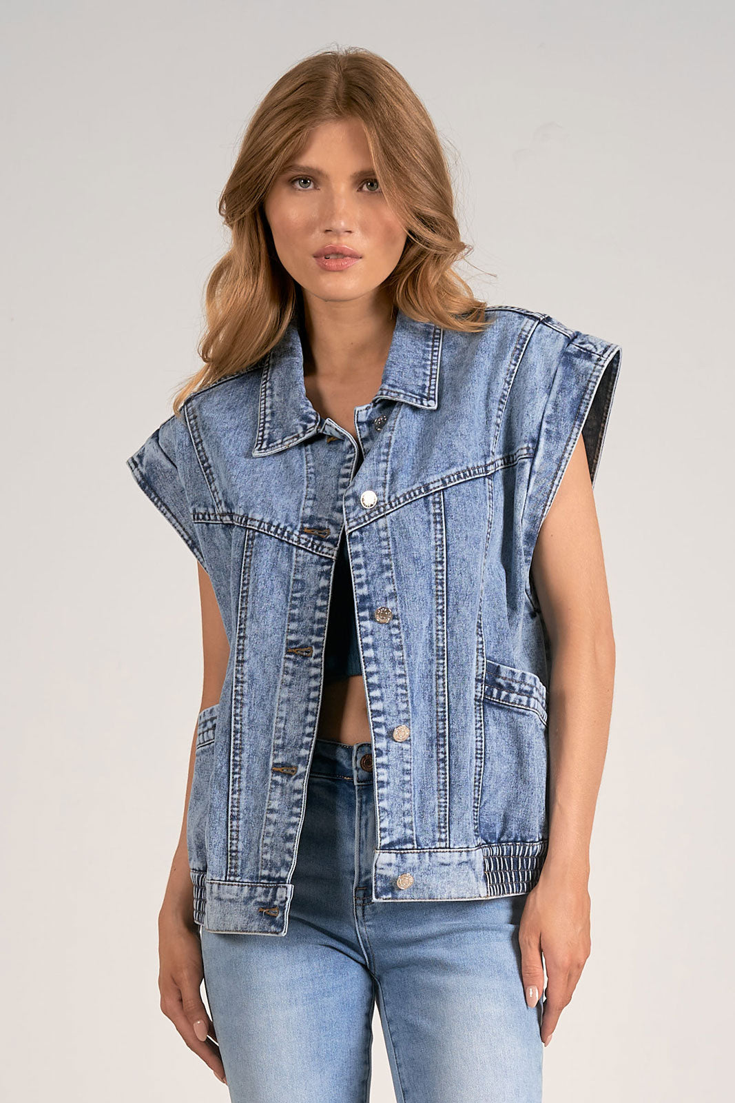 Denim Button Up Vest