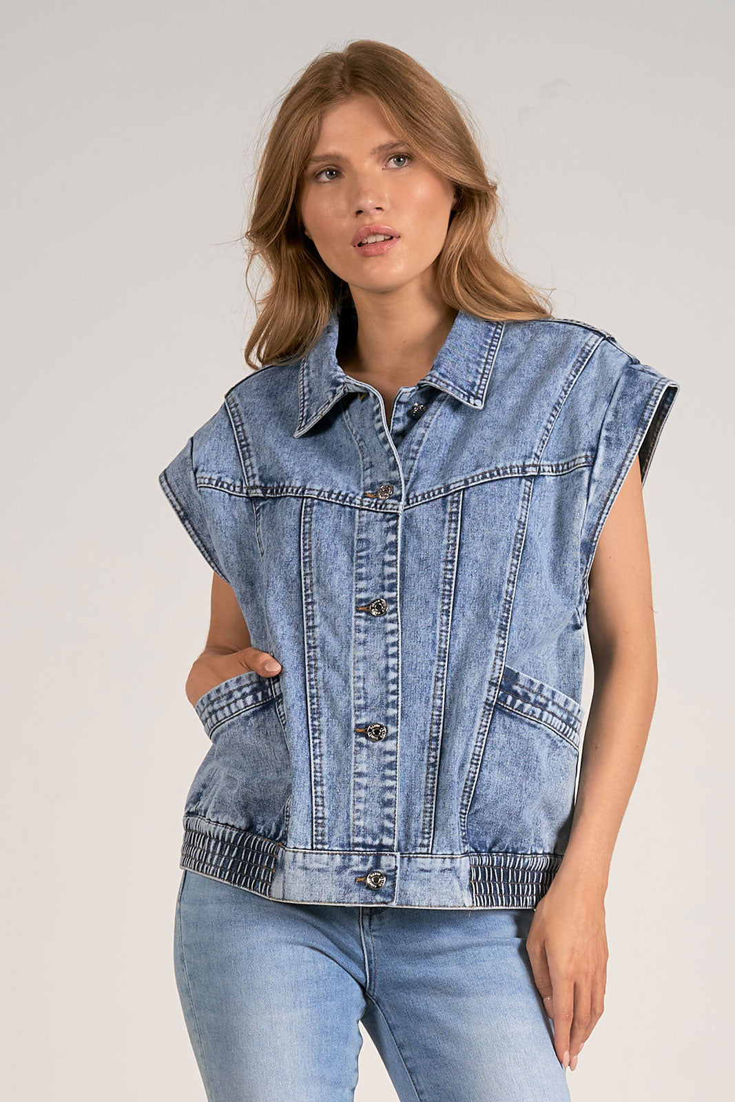 Denim Button Up Vest