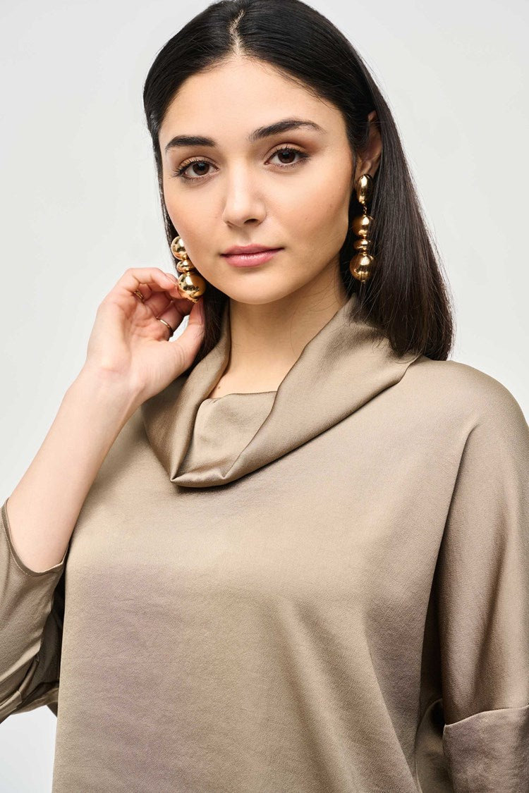 Satin Cowl Collar Top