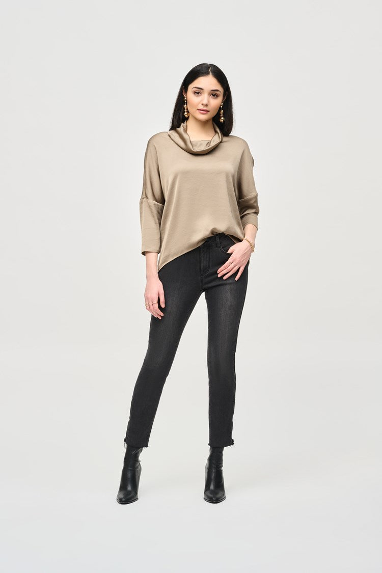 Satin Cowl Collar Top