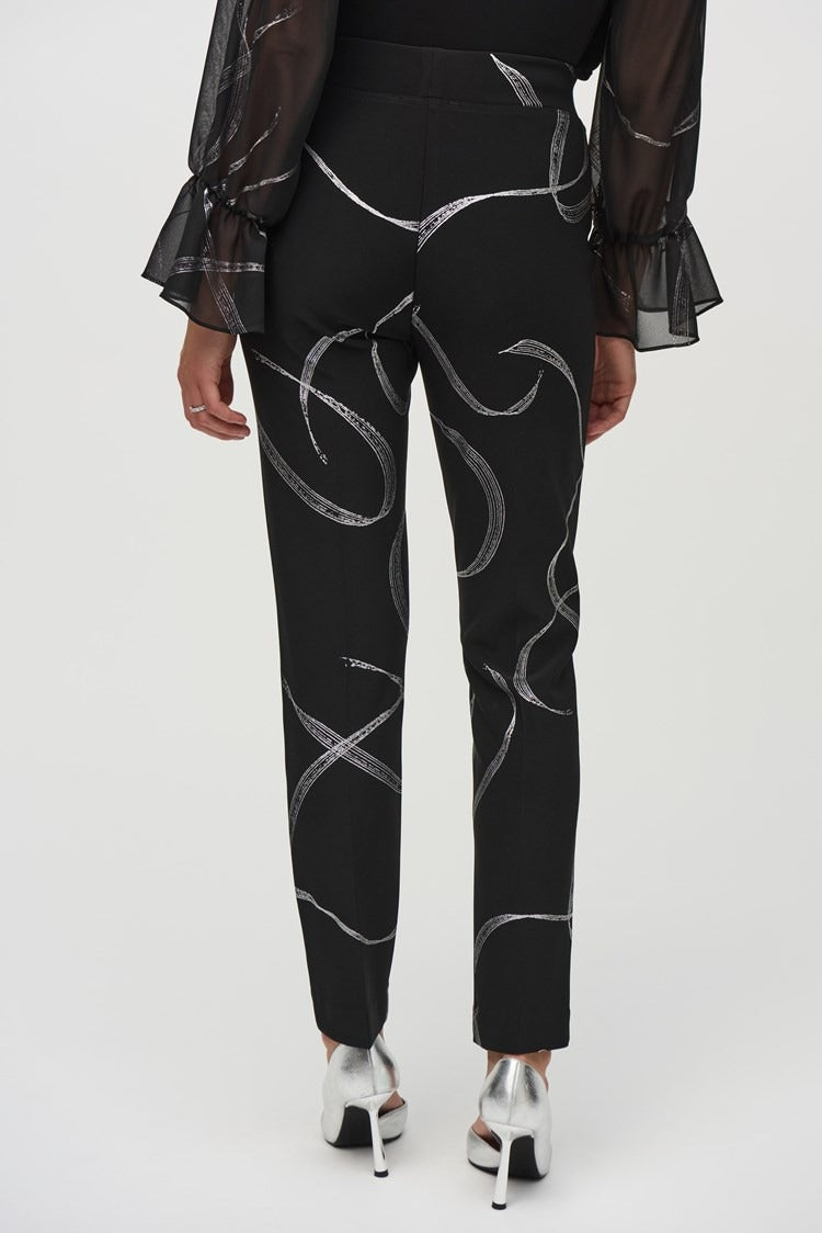 Silky Knit Abstract Print Pull-On Pants