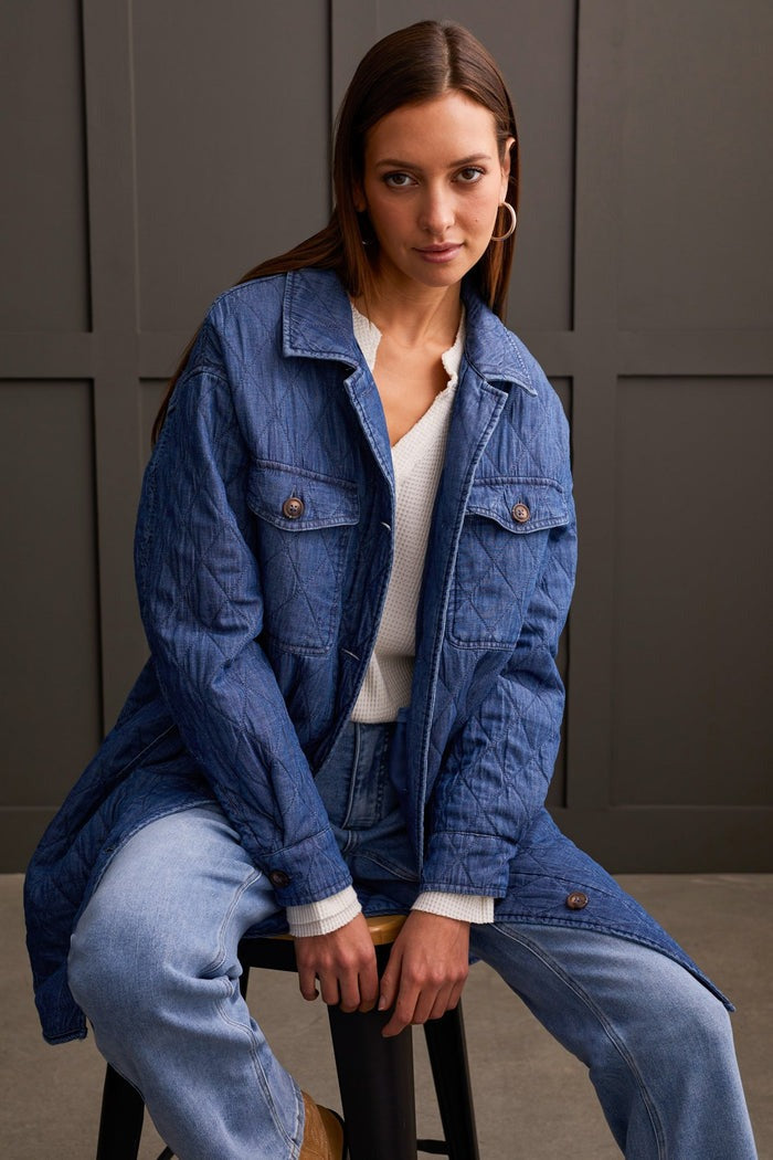 Long button up jacket online