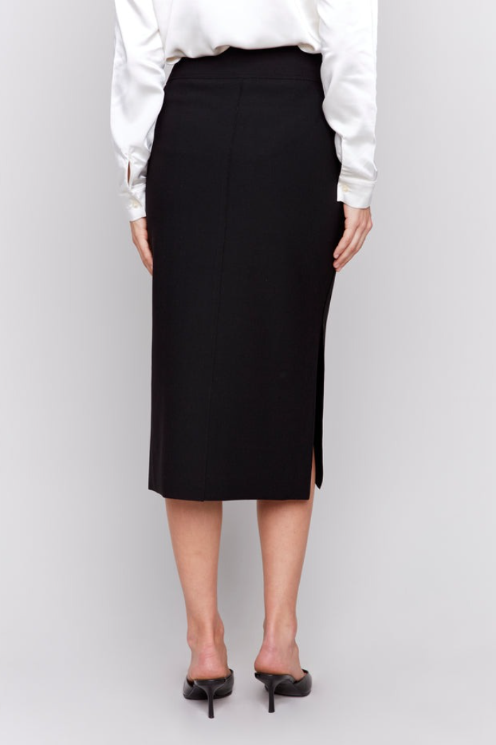 Knee Length Skirt with Side Slits and Pockets