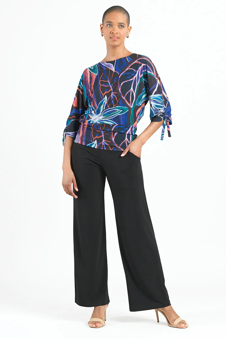 Pull-Tie Cuff Blouson Top