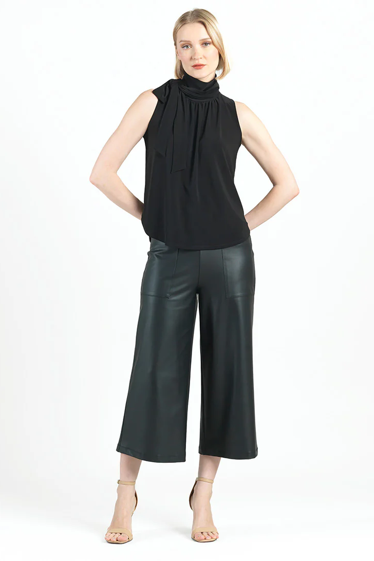 Mock Neck-Tie Detail Top