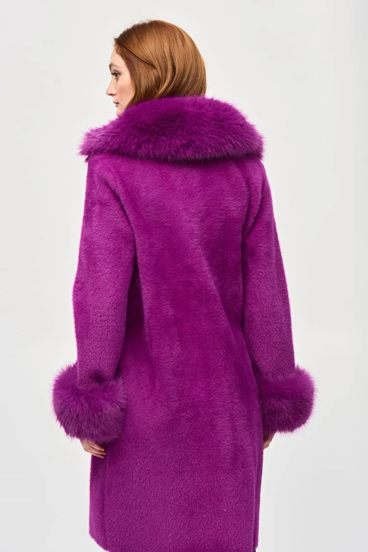 Feather Yarn and Faux Fur Sweater Coat-Empress