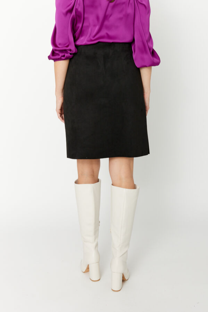 Scuba A-Line Faux Suede Pull-On Skirt