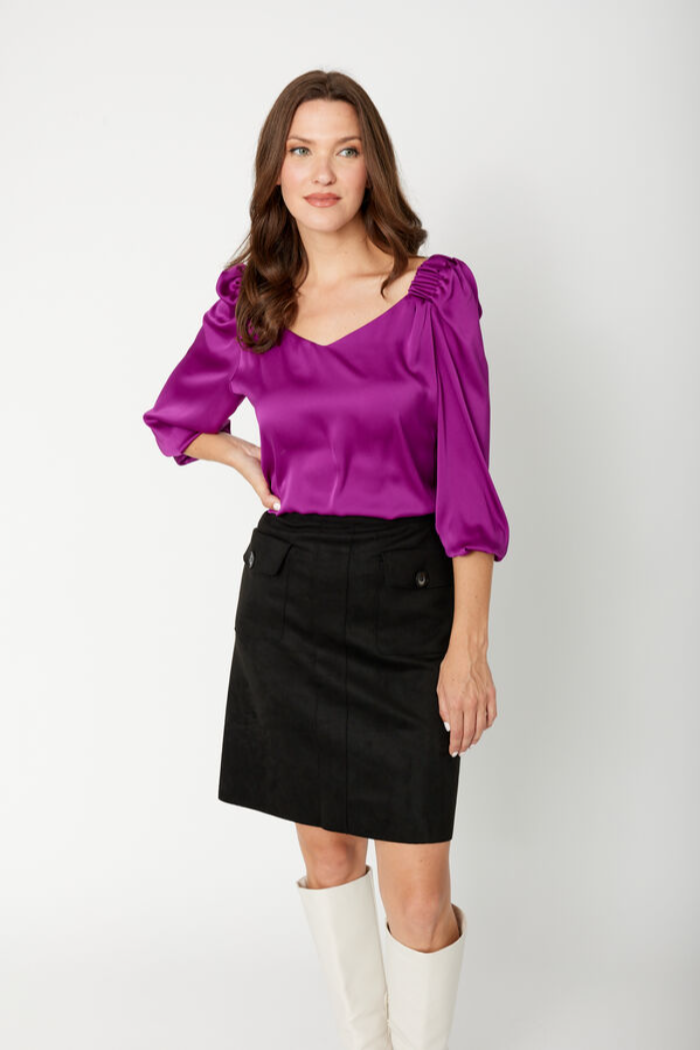 Scuba A-Line Faux Suede Pull-On Skirt