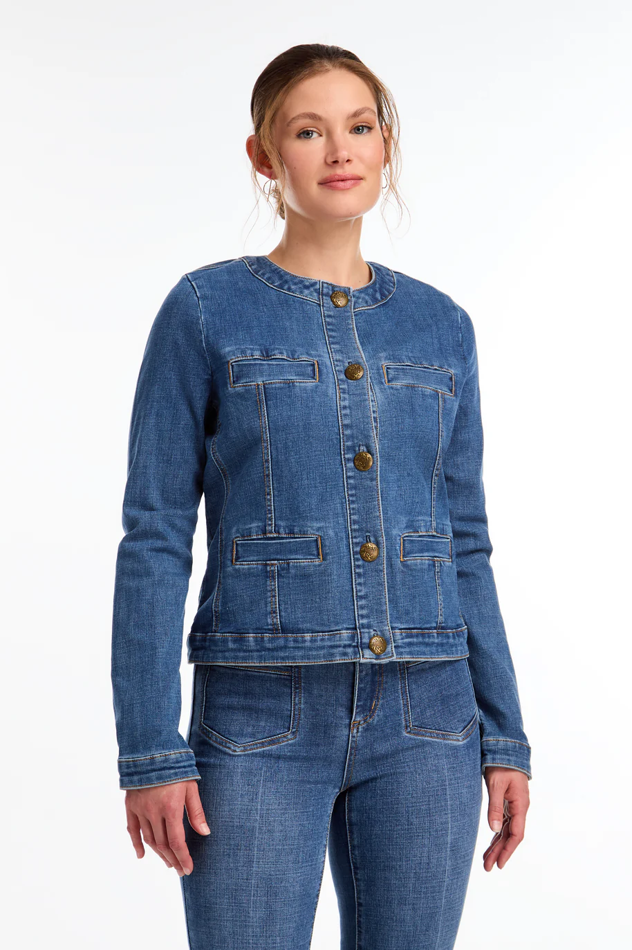 Colarless Denim Jacket