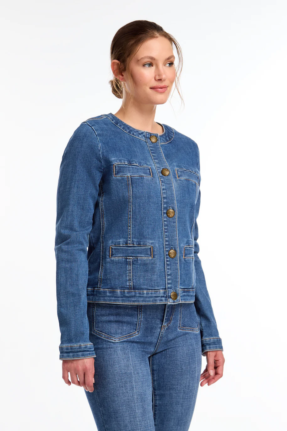 Colarless Denim Jacket