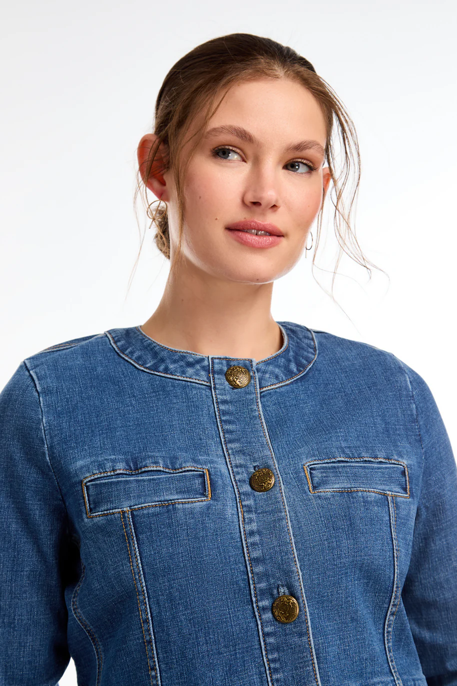 Colarless Denim Jacket