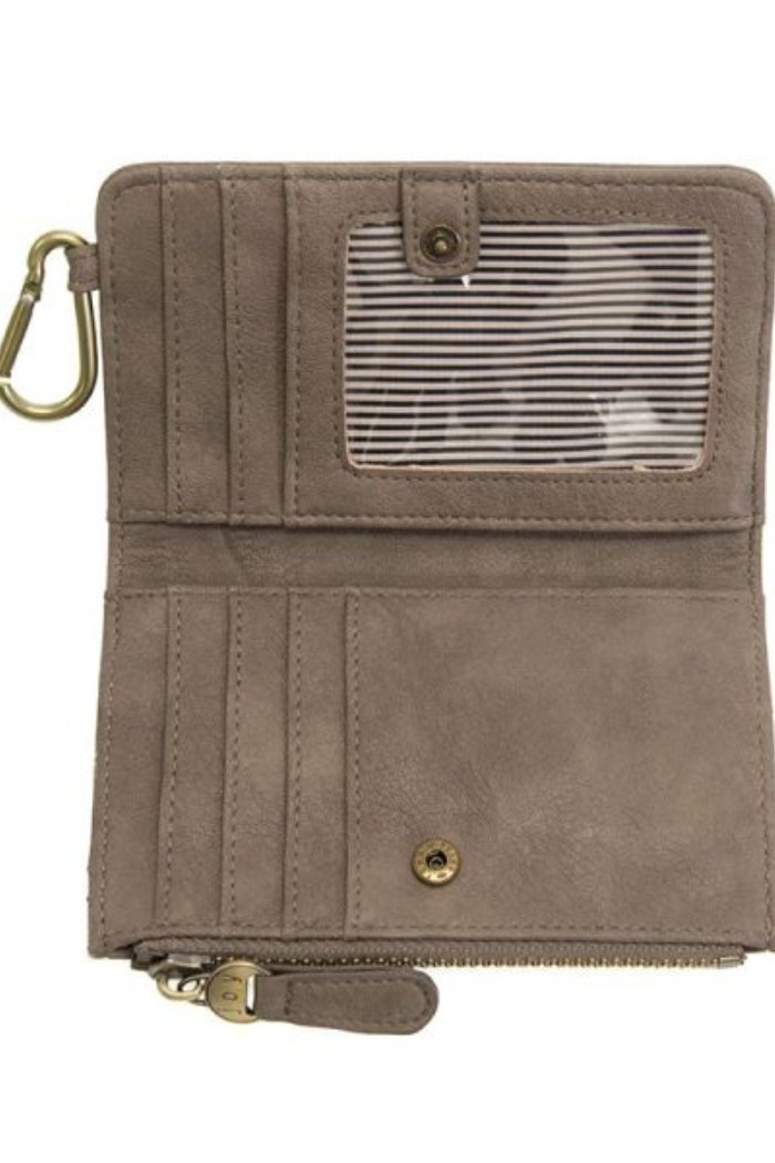 Bobbie Bifold Wallet With Carabiner (Taupe)