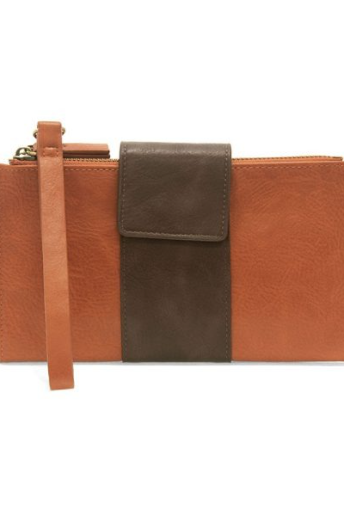 Camryn Colorblock Wallet Crossbody (Burnt Orange/Dark Oak)