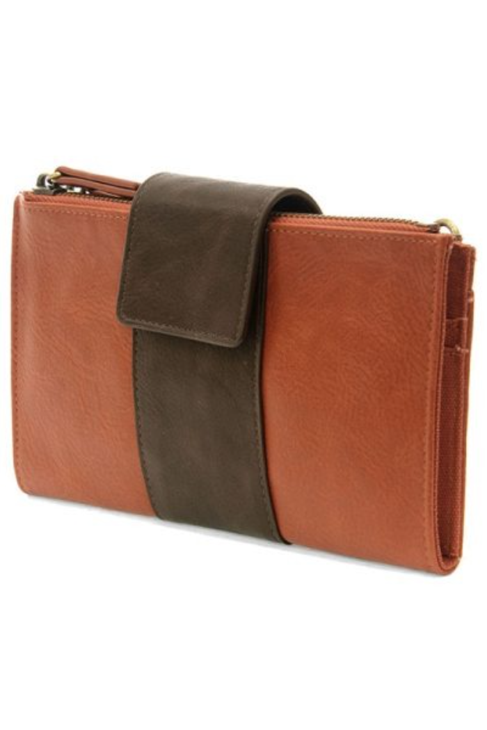 Camryn Colorblock Wallet Crossbody (Burnt Orange/Dark Oak)