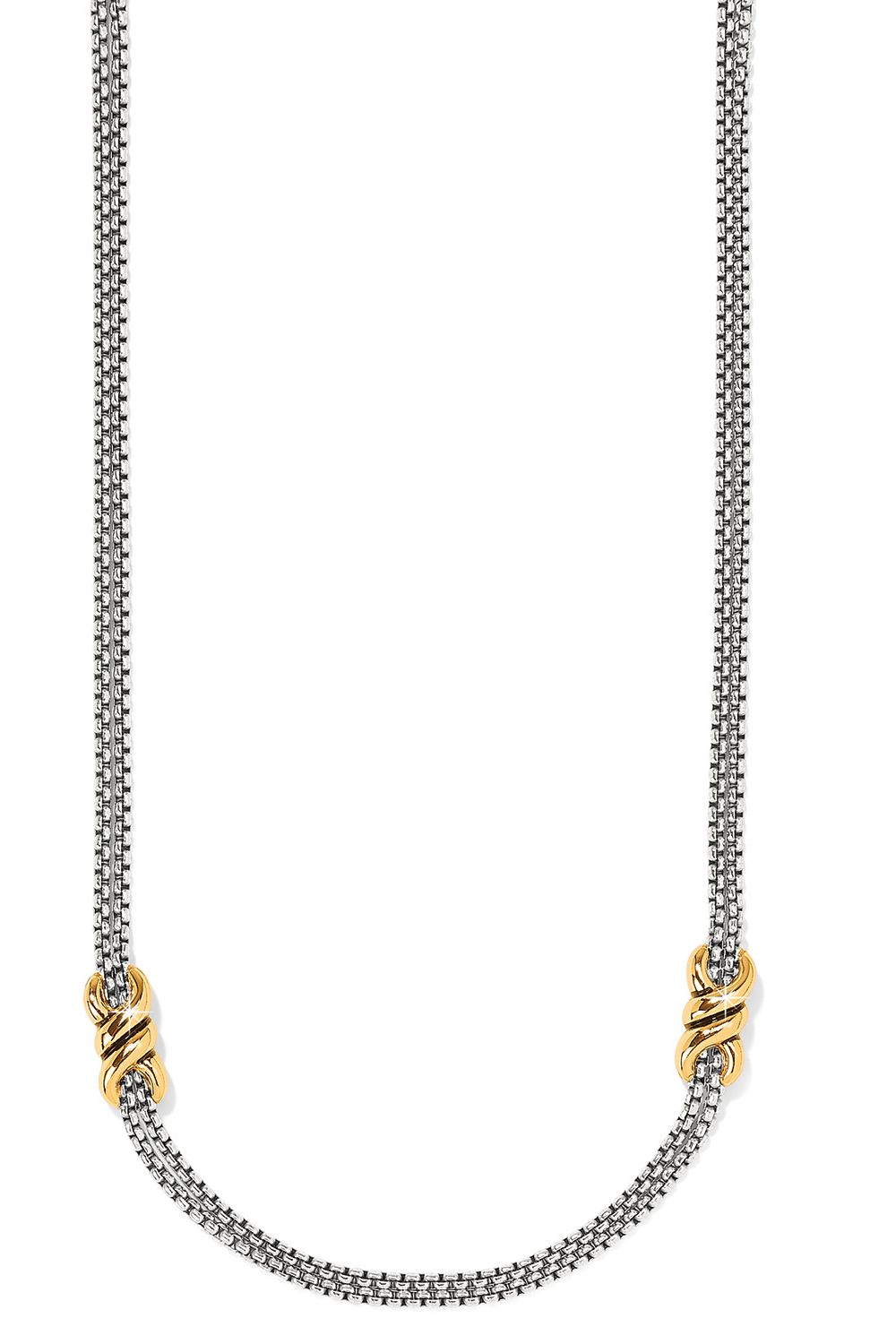 Interlok Twist Two Tone Double Chain Necklace