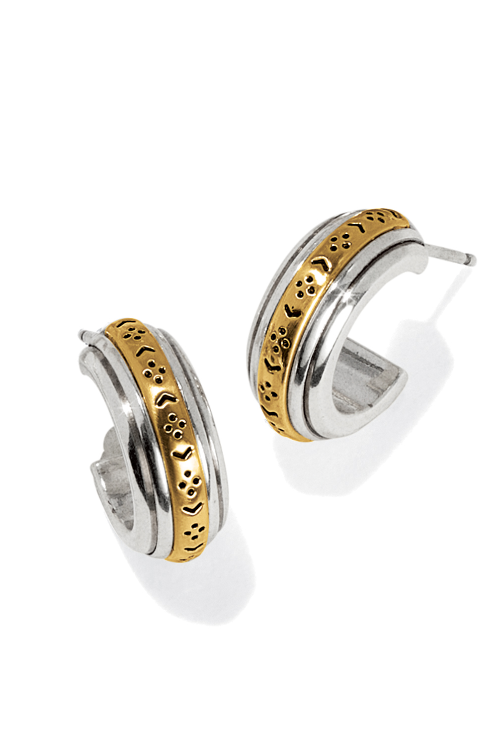 Mosaic Two Tone Mini Hoop Post Earrings