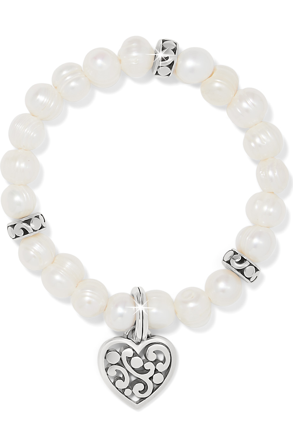 Contempo Heart Pearl Stretch Bracelet