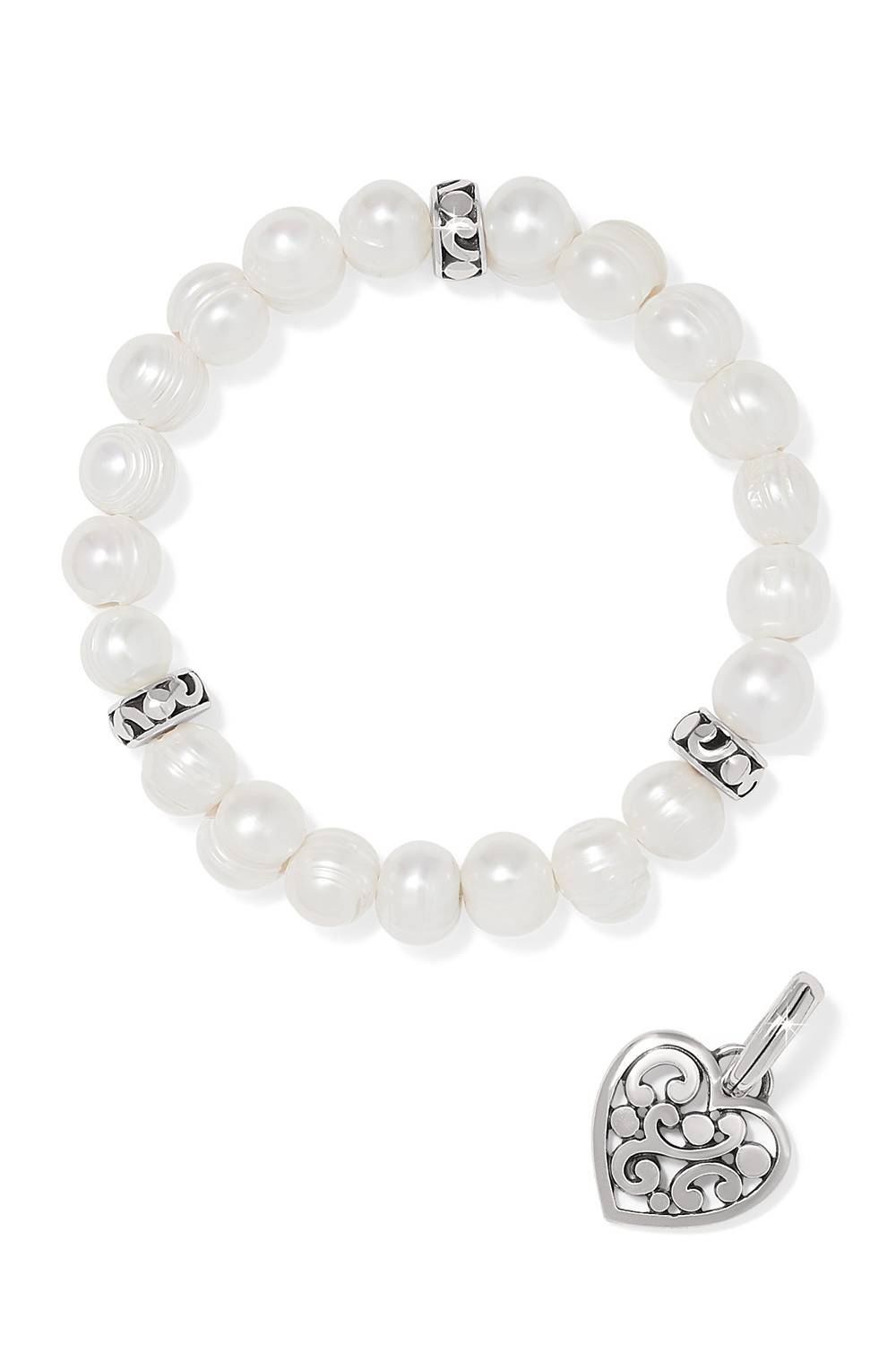 Contempo Heart Pearl Stretch Bracelet