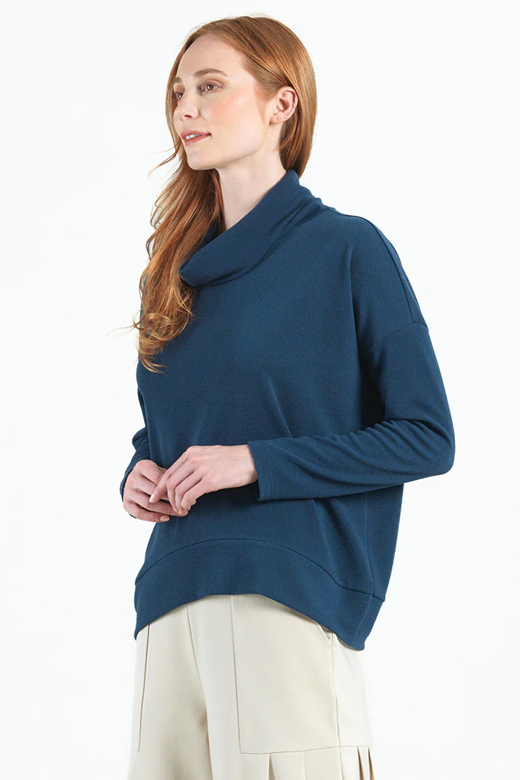 French Terry-Like Cowl Turtleneck Sweater