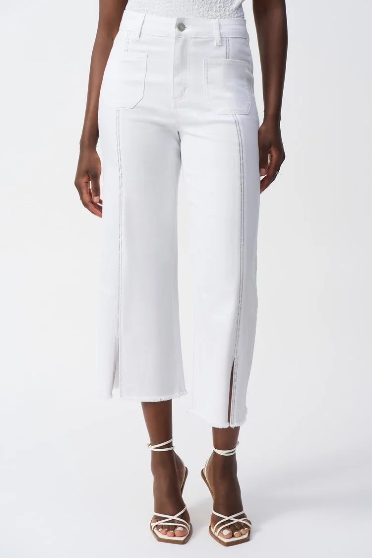 Culotte Jeans With Embellished Front Seam