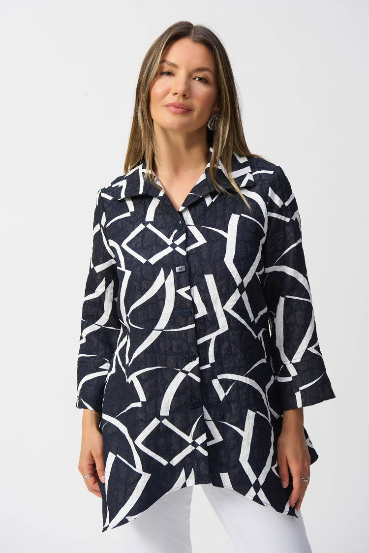 Jacquard Abstract Print Handkerchief Jacket