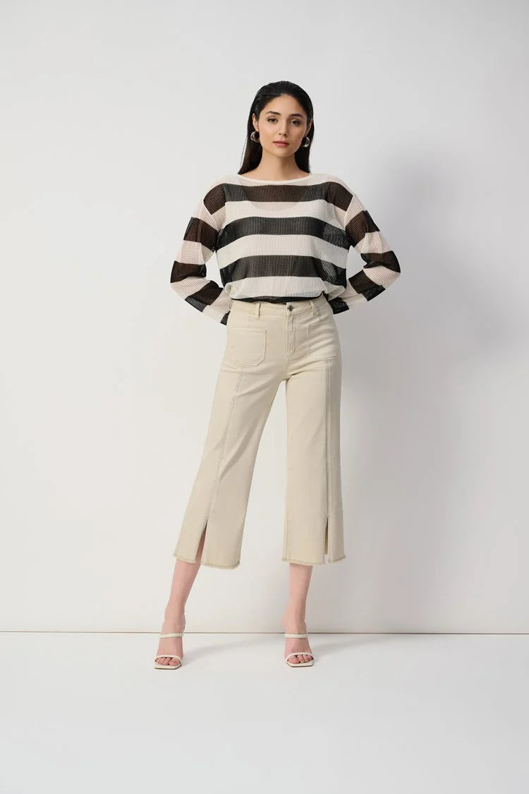 Culotte Jeans With Embellished Front Seam