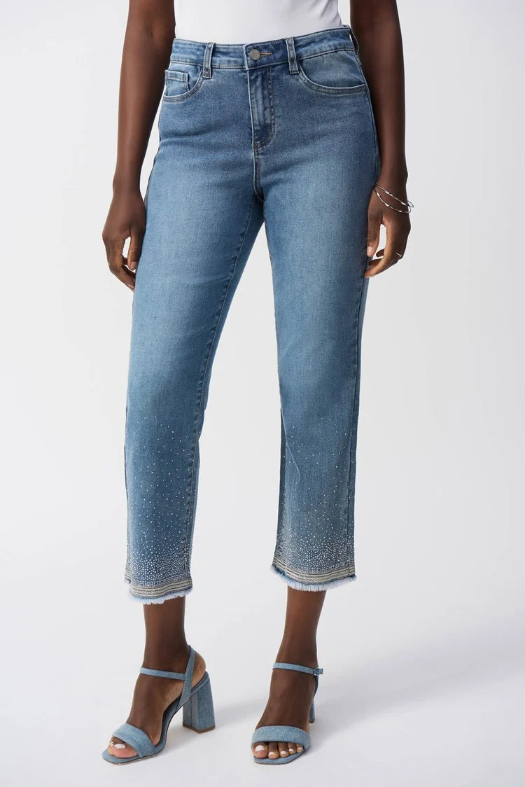 Straight Fit Crop Stretch Jeans