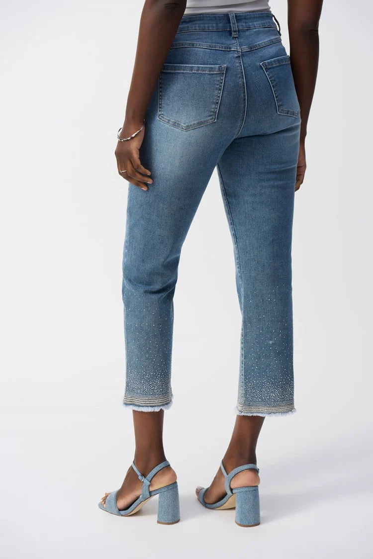 Straight Fit Crop Stretch Jeans