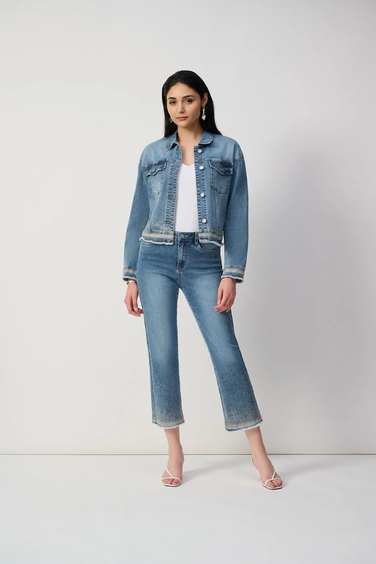 Straight Fit Crop Stretch Jeans