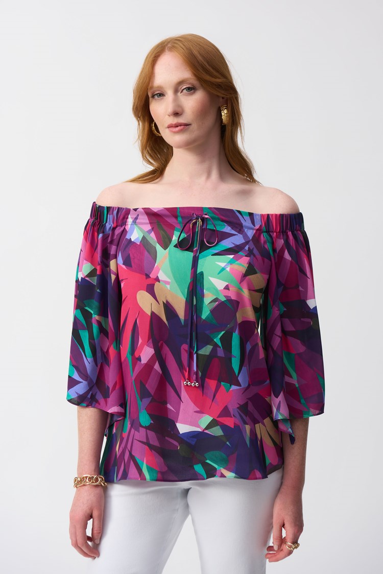 Georgette Tropical Print Boxy Top