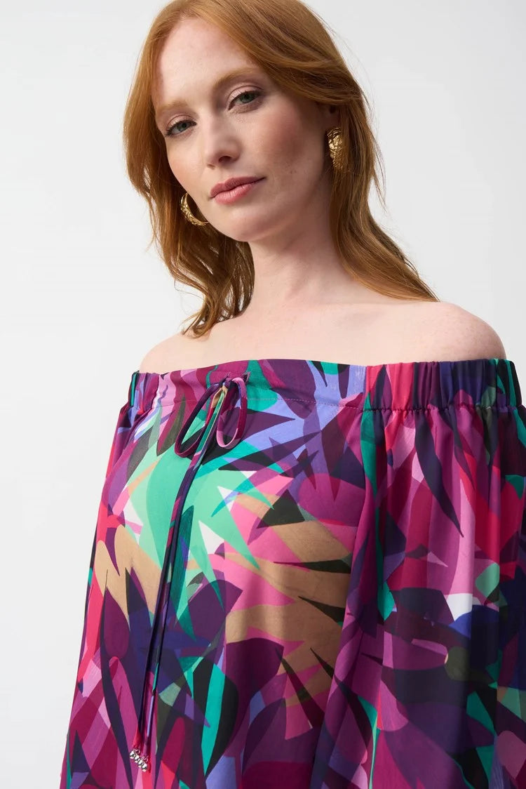 Georgette Tropical Print Boxy Top