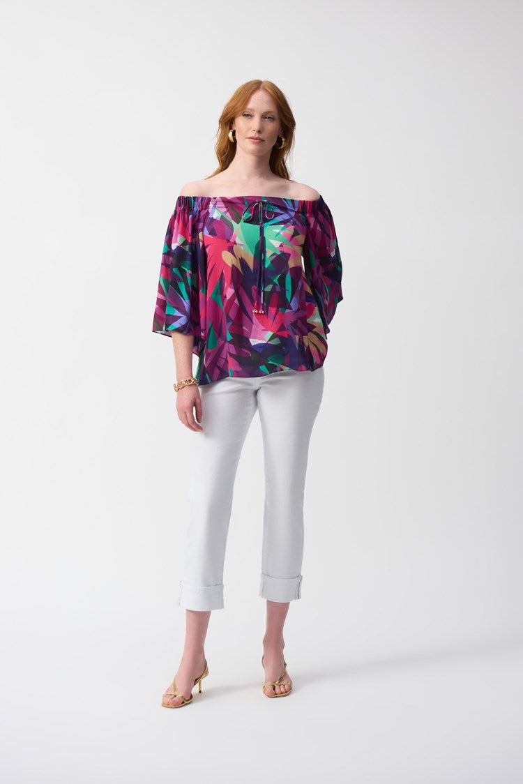 Georgette Tropical Print Boxy Top