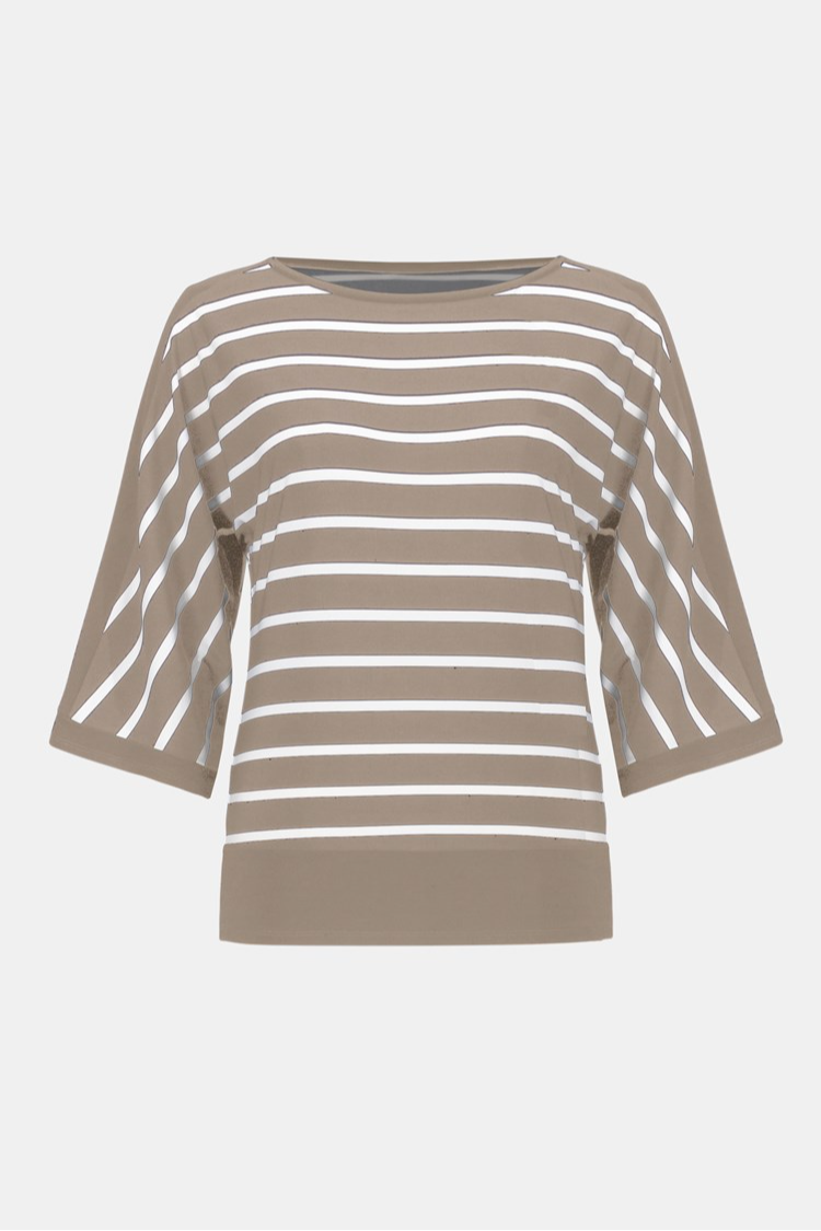 Silky Knit Stripe Print Fitted Top