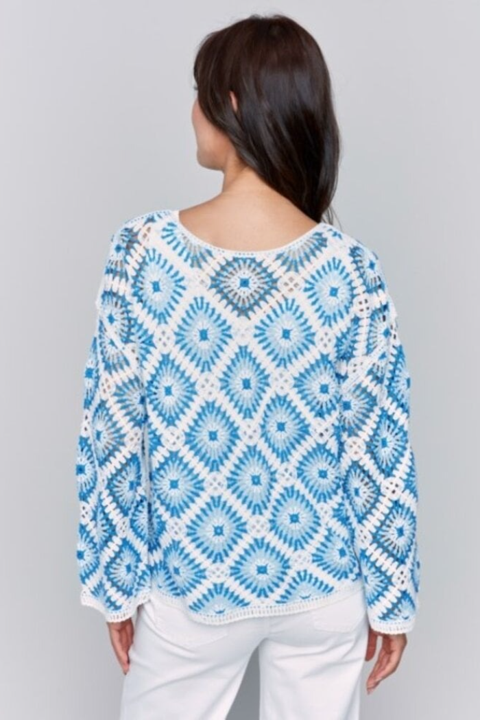 Crochet Long Sleeve Boat Neck Top