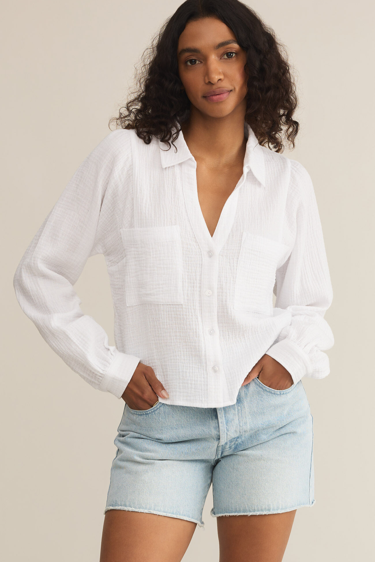 Campo Button Up Gauze Top