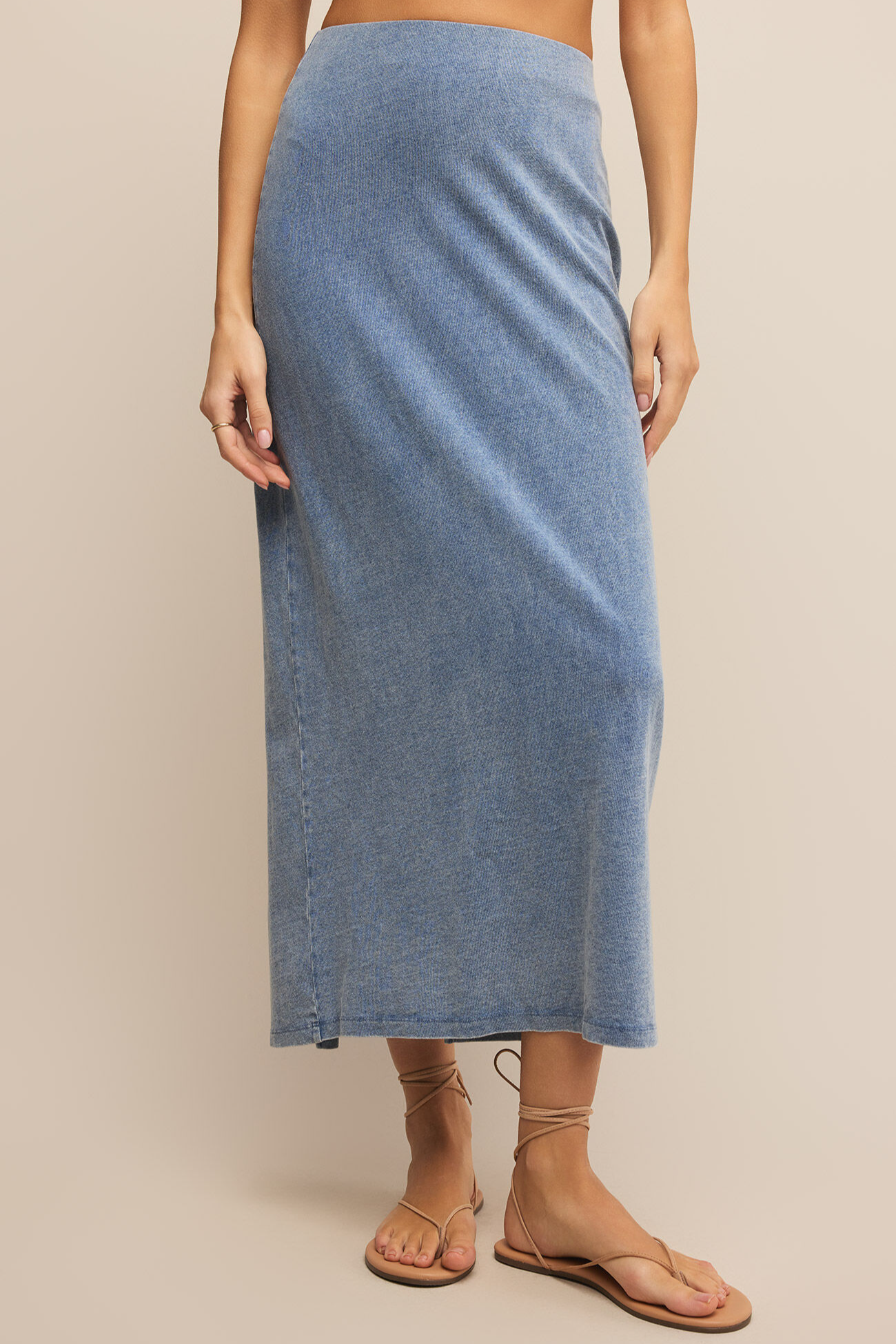 Gail Jersey Denim Midi Skirt