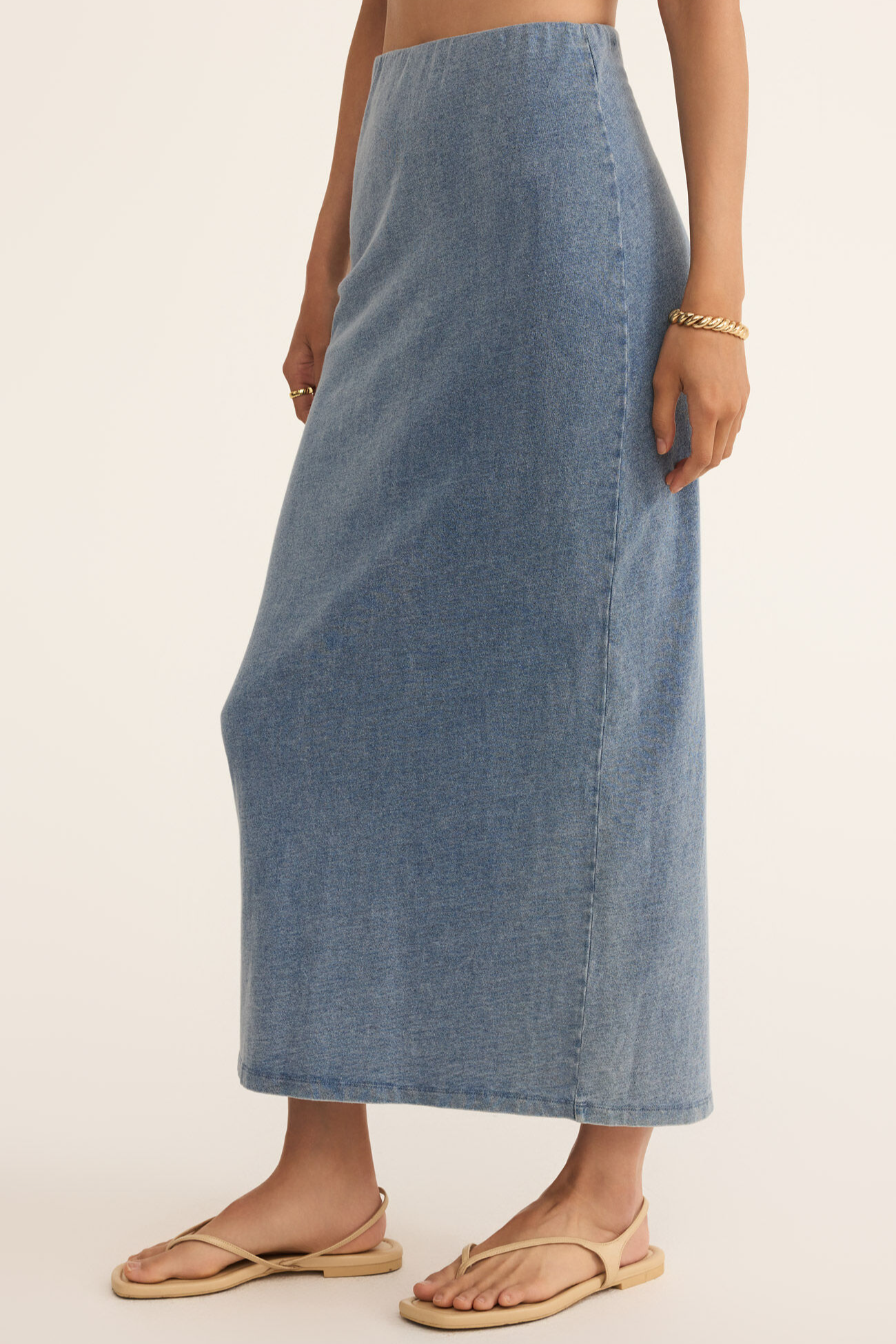 Gail Jersey Denim Midi Skirt