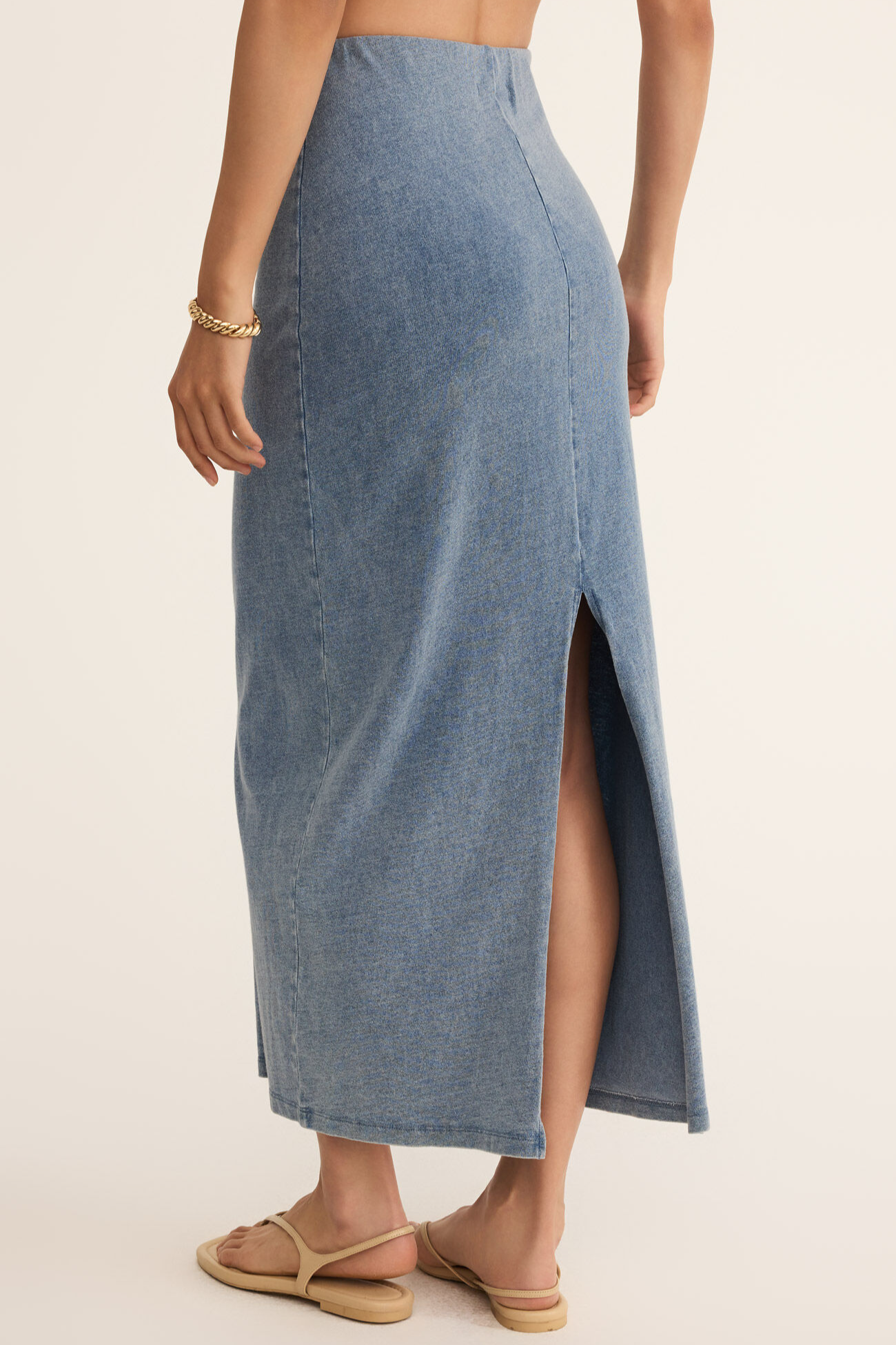 Gail Jersey Denim Midi Skirt