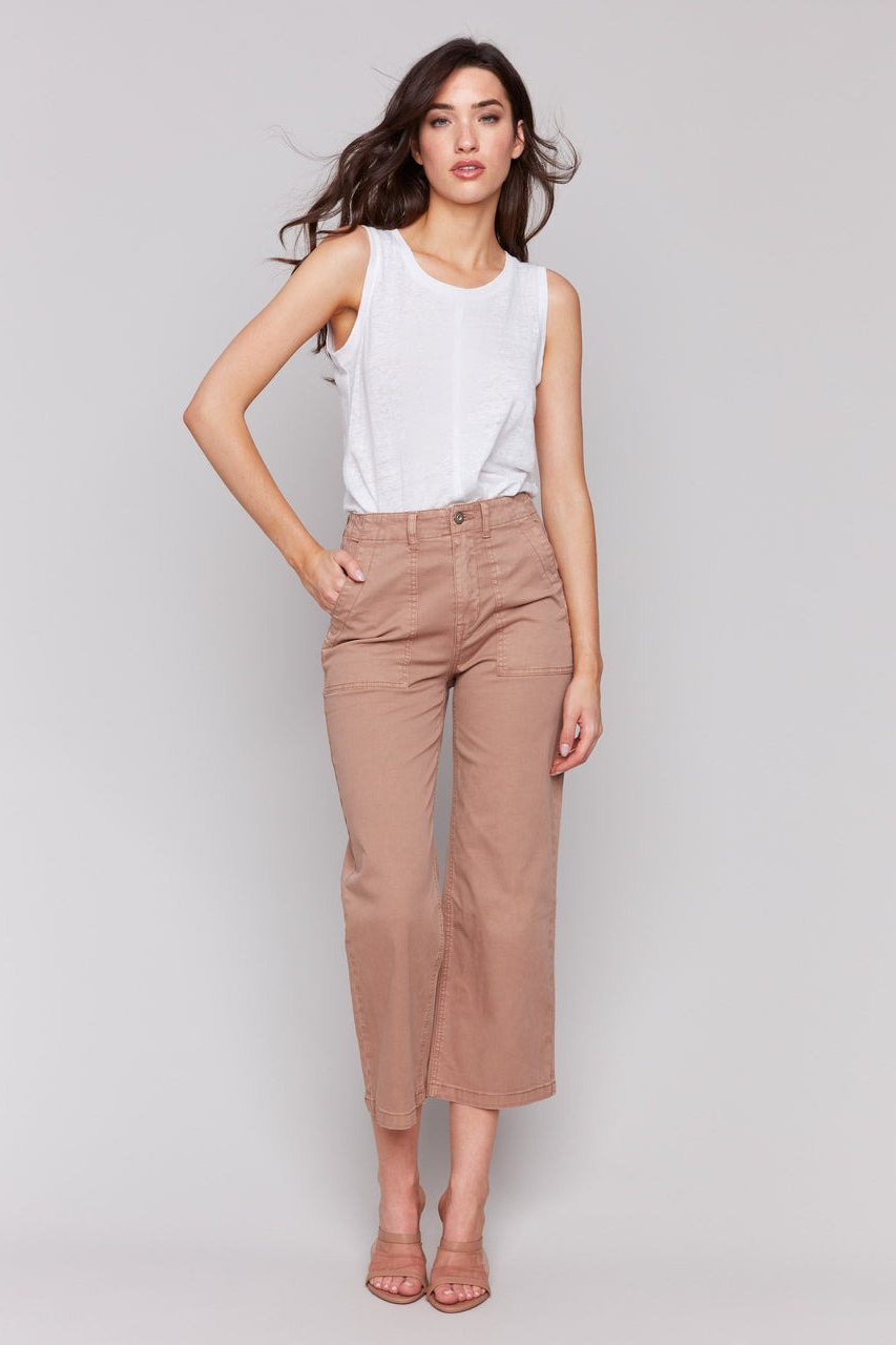 Cropped Utility Pocket Twill Pants